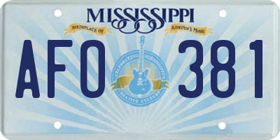 MS license plate AFO381