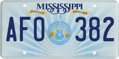 MS license plate AFO382