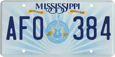 MS license plate AFO384
