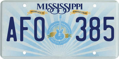 MS license plate AFO385