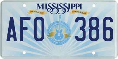 MS license plate AFO386