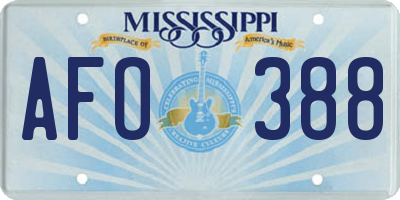 MS license plate AFO388