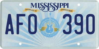 MS license plate AFO390