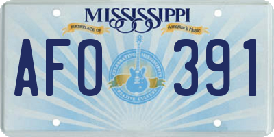 MS license plate AFO391