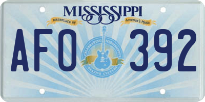 MS license plate AFO392