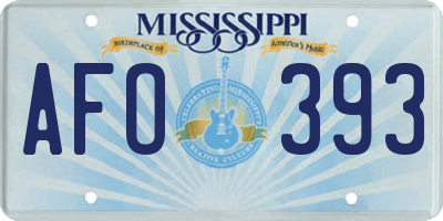 MS license plate AFO393