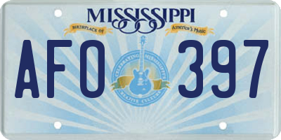 MS license plate AFO397