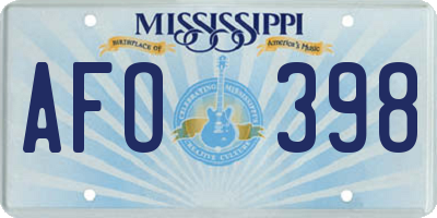 MS license plate AFO398