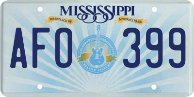 MS license plate AFO399