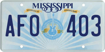 MS license plate AFO403