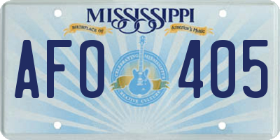 MS license plate AFO405