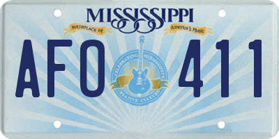 MS license plate AFO411