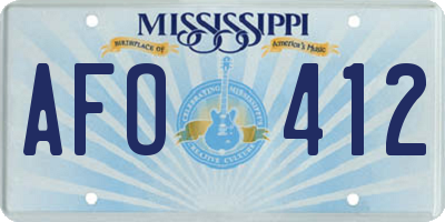 MS license plate AFO412