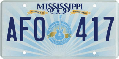MS license plate AFO417