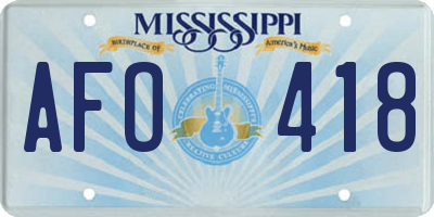 MS license plate AFO418