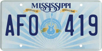 MS license plate AFO419