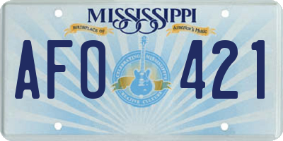 MS license plate AFO421