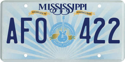 MS license plate AFO422