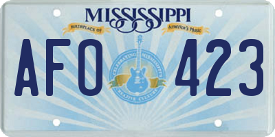 MS license plate AFO423