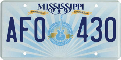 MS license plate AFO430