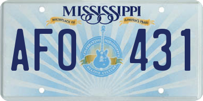MS license plate AFO431
