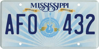 MS license plate AFO432
