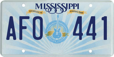 MS license plate AFO441