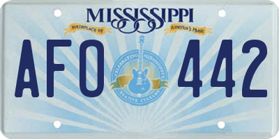 MS license plate AFO442