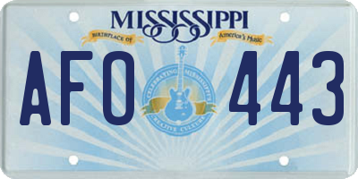 MS license plate AFO443