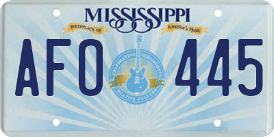 MS license plate AFO445