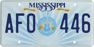 MS license plate AFO446