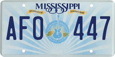 MS license plate AFO447