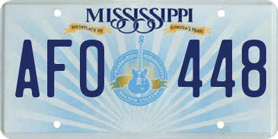 MS license plate AFO448