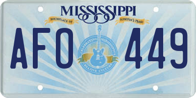 MS license plate AFO449