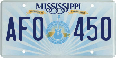 MS license plate AFO450