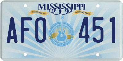 MS license plate AFO451