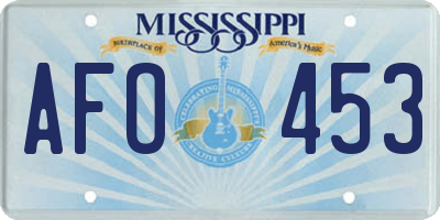 MS license plate AFO453