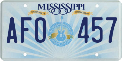 MS license plate AFO457