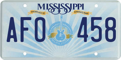 MS license plate AFO458