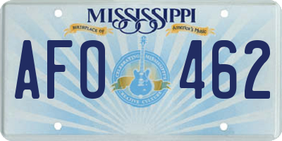 MS license plate AFO462