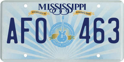 MS license plate AFO463