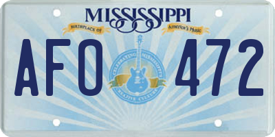 MS license plate AFO472