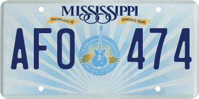 MS license plate AFO474
