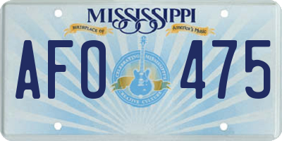 MS license plate AFO475