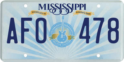 MS license plate AFO478