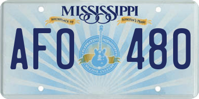 MS license plate AFO480