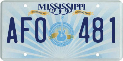MS license plate AFO481