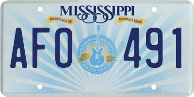 MS license plate AFO491