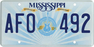 MS license plate AFO492