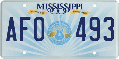 MS license plate AFO493